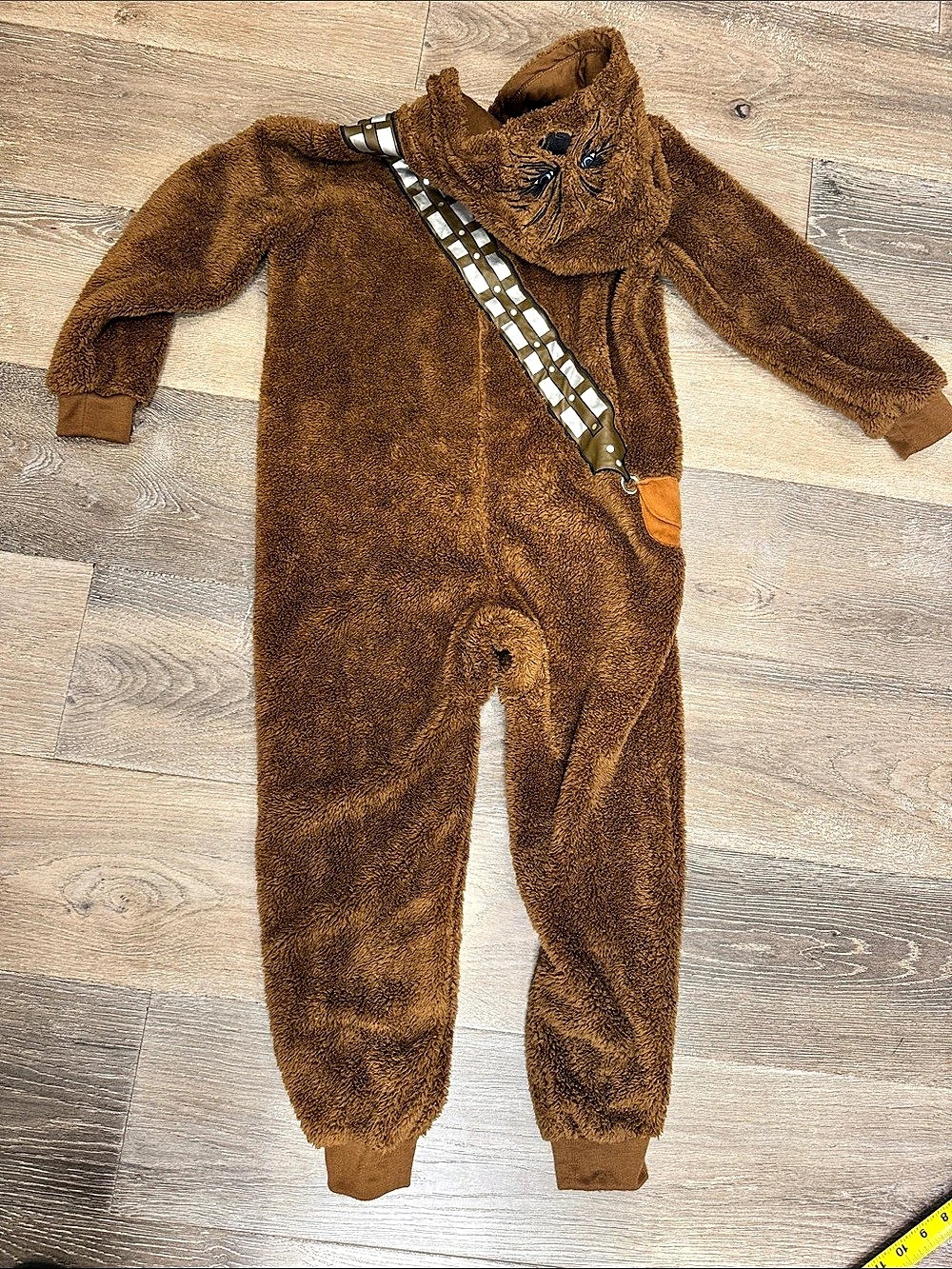 Disney Chewbacca Size 7/8 Brown Hooded Jumpsuit Like New